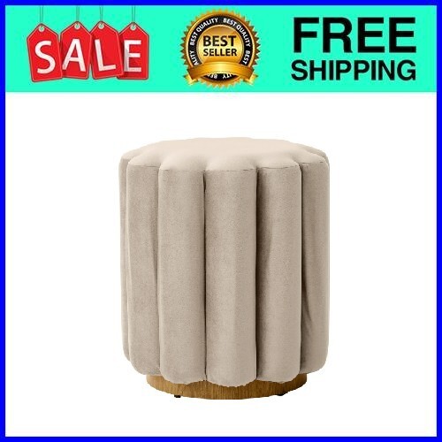 Better Homes & Gardens Lillian Velvet Tufted Ottoman, Beige