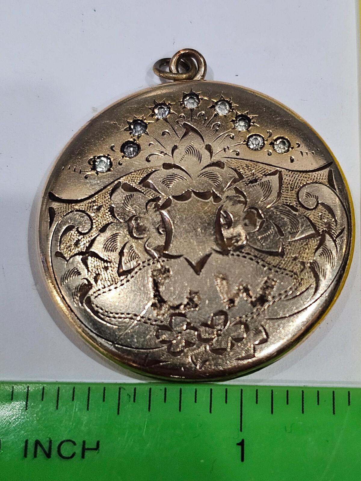 Antique gold filled Victorian Locket carved work flor… - Gem
