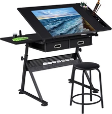 Art Craft Table Drawing Table Height Adjustable Drafting Desk Work Station with