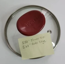 T-FAL Small Clear Glass 5.5" Pot Lid Only Red Handle Vented 