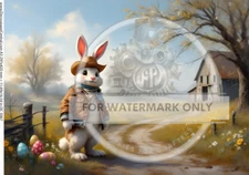 Farm Bunny | A3 Rice Paper | Paper for Decoupage | Decoupage Central