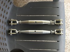 2x WANTENSPANNER XXL V-STAHL MIT Geschweißtem GABELKOPF ROSTFREI 20mm SKIPPER