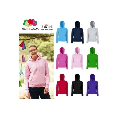 FR620380 Felpa con Cappuccio e Tasche DONNA Fruit of The Loom Maglia Tuta  Cotone | eBay