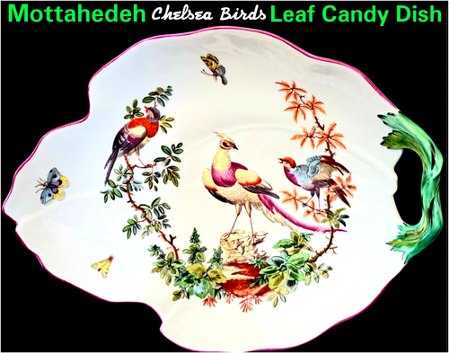 Williamsburg Mottahedeh Chelsea Vogel Blatt Schale Portugal 12" VA #31 GROSSE KRONE - Bild 1 von 9