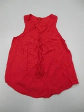 ELLE T3833 Women's Size M Tassel Tie Scoop Neck Magenta Pink Sleeveless Blouse