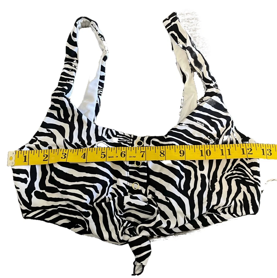 Novo Top de Biquíni Beach Bunny Zebra Sage Knot Preto e Branco G - Imagem 4 de 4