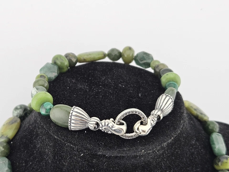 Carolyn Pollack 925 Sterling Silver Jadeite Necklace, Bracelet, And Pendant - Image 3 of 4