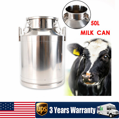 Stainless Steel Can 50L Milk Bucket Mil Can Tote Jug 13.25Gallon Barrel Canister