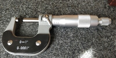 Aerospace  Outside Micrometer, 0-1'' Clean ~ Ratchet carbide faces locking toggle