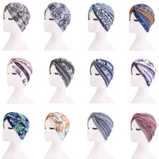 Muslim Women Printed Turban Hijab Hat Hair Loss Bonnet Chemo Cap Wrap Headscarf