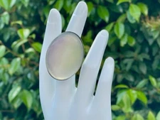 LARGE OPAL RING cocktail resin adjustable fits all sizes chrome base 30 x 40 mm