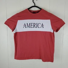 Perry Ellis America Shirt Mens Extra Large Red Graphic Crew Neck Short Sleeve