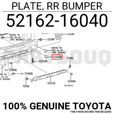 5216216040 Genuine Toyota PLATE, RR BUMPER 52162-16040 | eBay