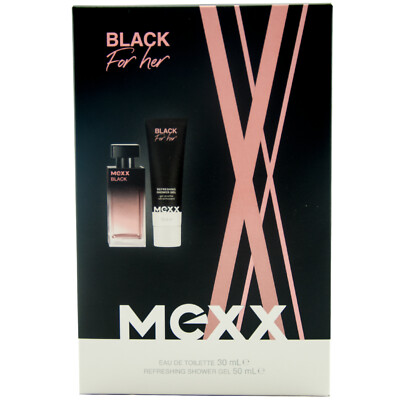 Mexx BLACK WOMAN Geschenkset 1 Set = 1 x 30ml Eau de Toilette 1 x 50ml Duschgel