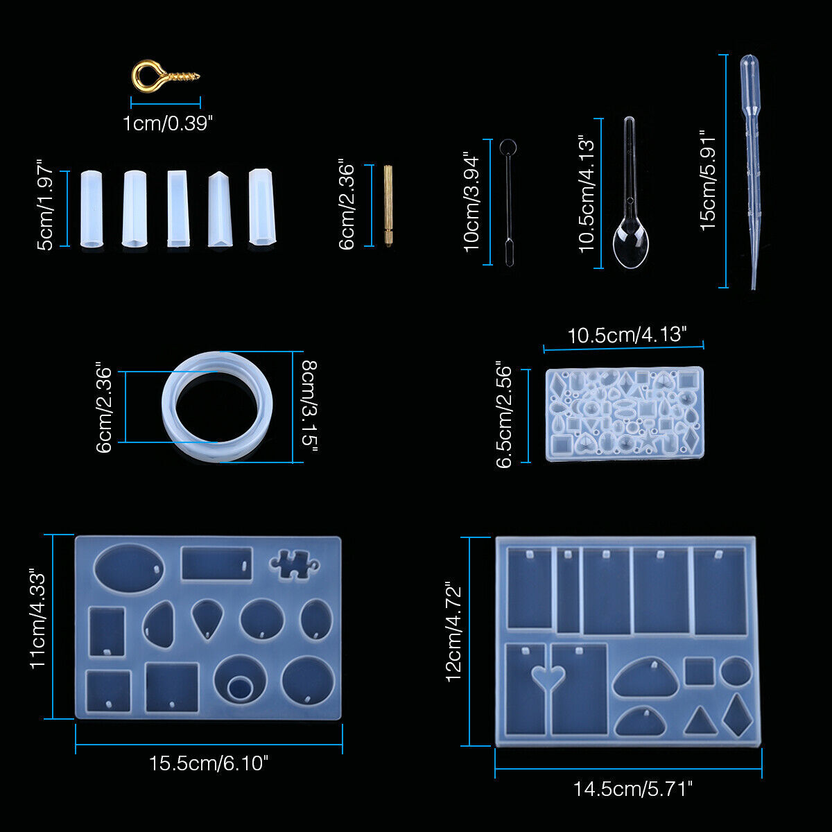 9-teiliges Epoxidharz Formen Set – Silikonformen Für Kugeln, Herzen, Kristalle & Mehr