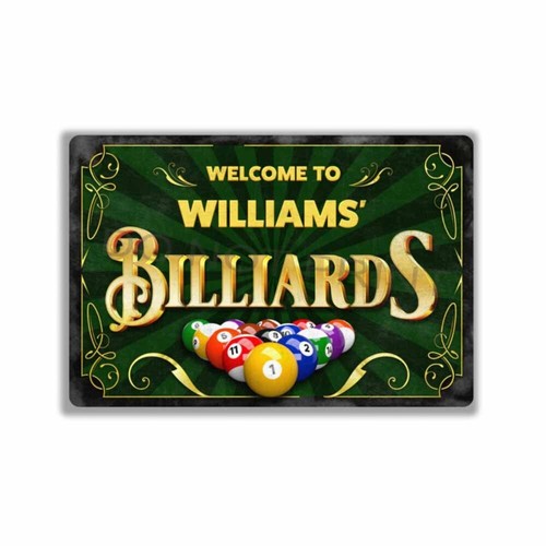 Personalized Wilson's Billiards Vintage Sign or Sticker Pool Table Bar Pub - Picture 11 of 21