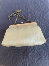 Vintage Ande Shimmering Gold Tone Retro Clutch Purse W/Mirror Chain Glam Chic