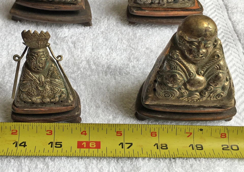 Budas felizes chineses antigos de prata genuína, dinastia Qing C.1800, muito raros - Imagem 4 de 4