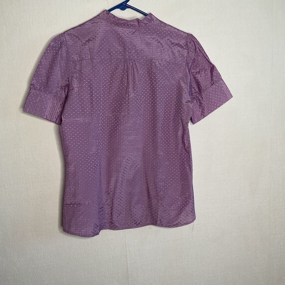 Apt. 9 Women's Medium Blouse Shirt Purple Short Sleeve Button Up Ruffle
