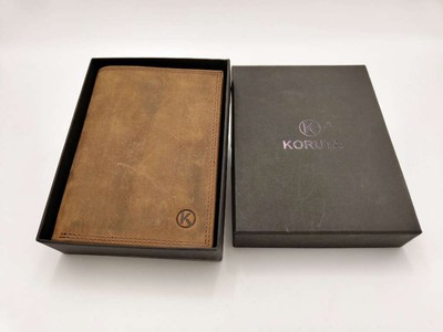 KORUTA Herren Geldbörse Echtleder Slim Bifold Wallet   RFID Blocking Portemonnai