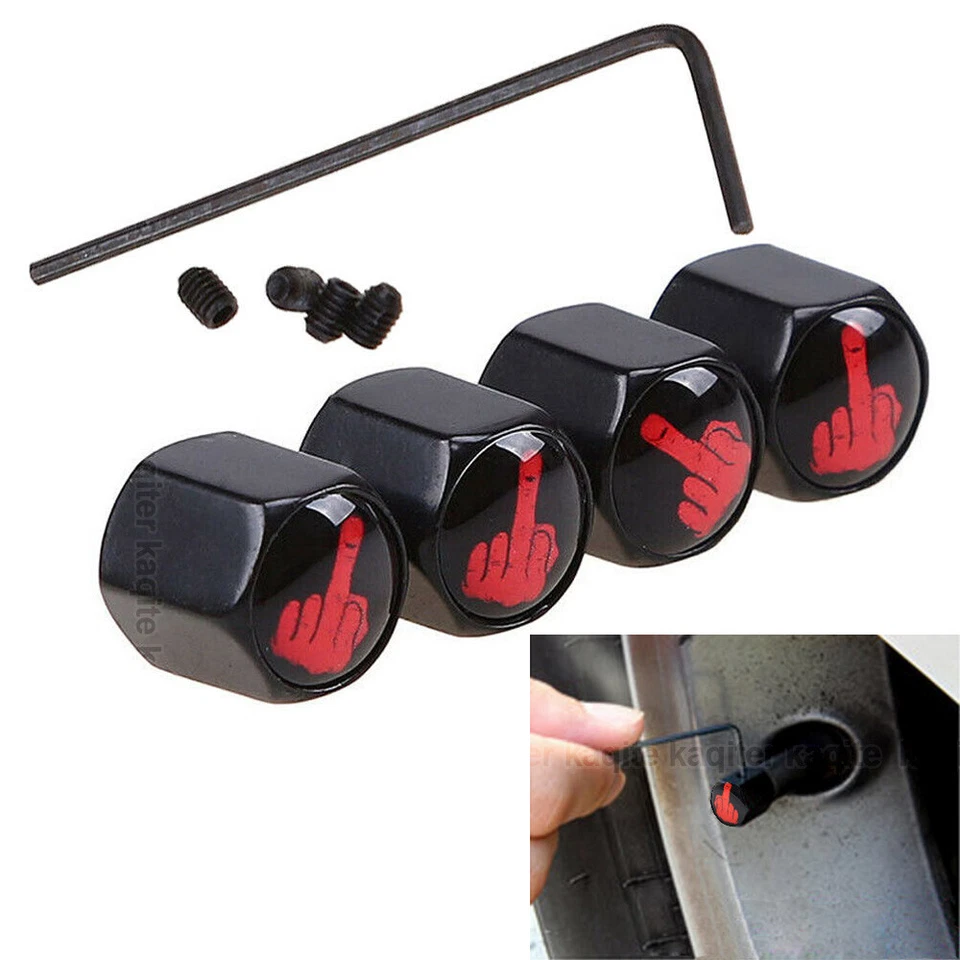 4x Middle Finger Anti-theft Car Wheel Tire Valve Stem Air Cover Caps Accessories - Image 2 of 4