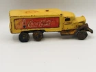 Vintage Coca-Cola Cast Iron Toy Truck Raised Letters Yellow OLD