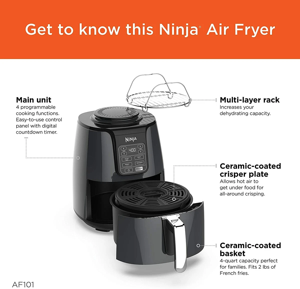 Air Fryer Ninja 4 Qt Black AF101