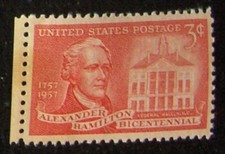 US 3¢ stamp SC #1086 Alexander Hamilton Bicentennial MNH 1957.