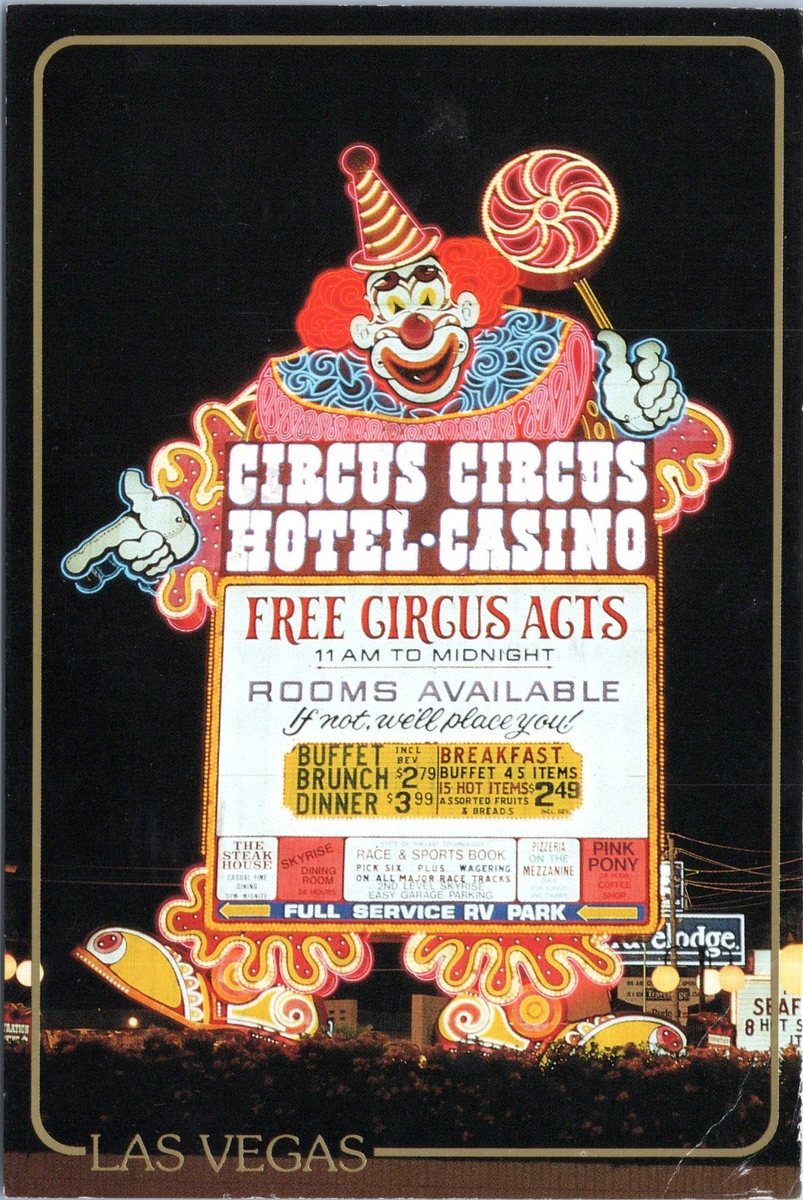 Lucky the Clown Sign Circus Circus Casino Las Vegas, Nevada- 4x6