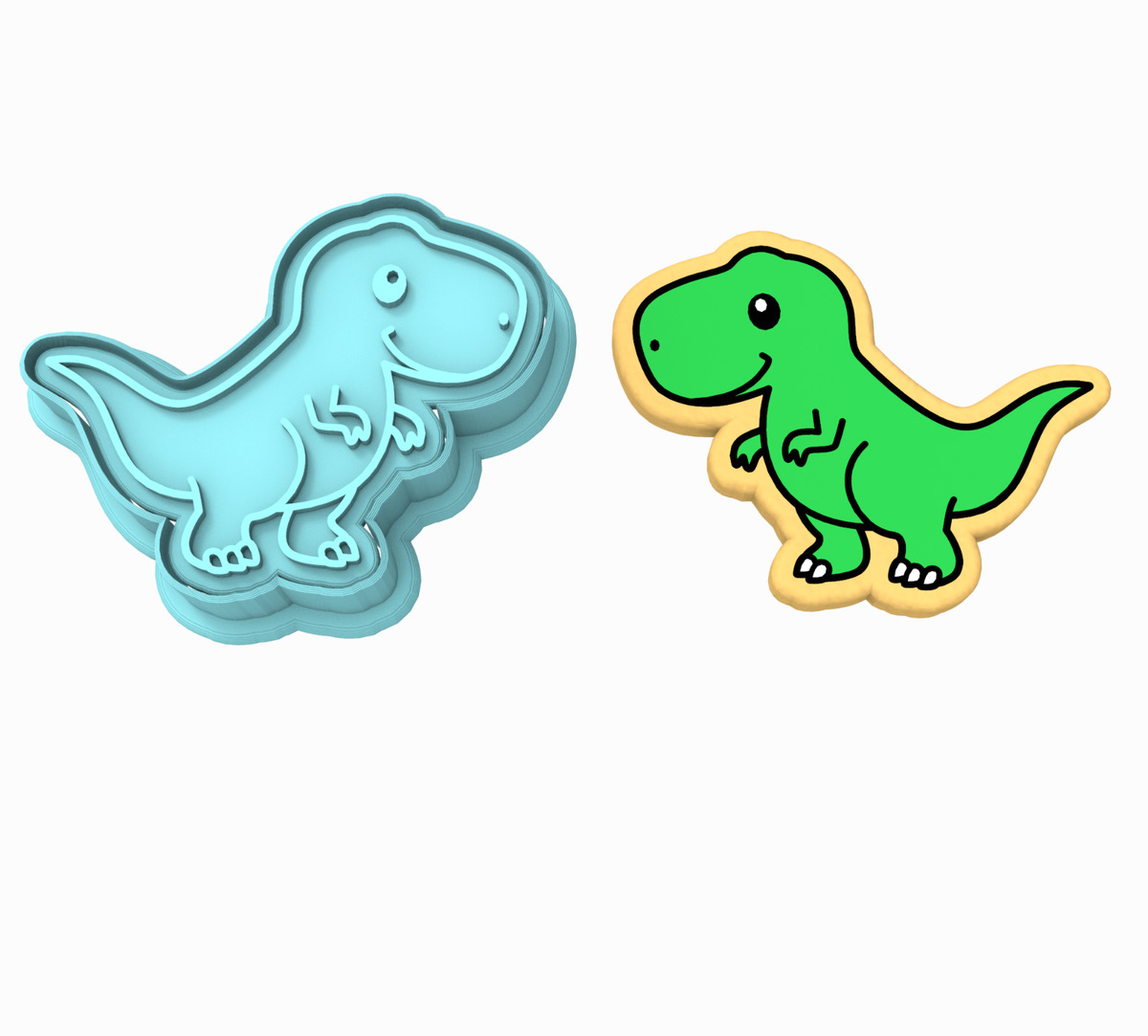 T Rex Cute Cookie Cutter & Stamp, Dinosaur Dino Birthday Jurassic T-Rex  Tyranno