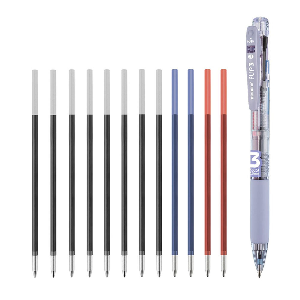 Monami FLIP 3 0.5mm 3Color Ballpoint Pen 1p x refills 12p | eBay