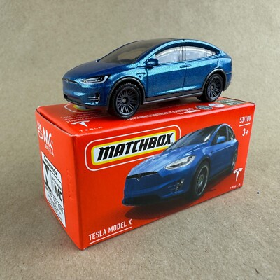 #ad Matchbox Power Grabs Tesla Model X Blue 53 100 2022 1:64 Diecast Car $9.99