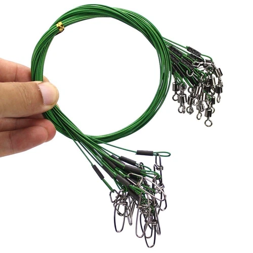10PCS WIRE TRACE LEADER 50cm STEEL RATED 125LBS NYLON COATED FISHING TACKLE