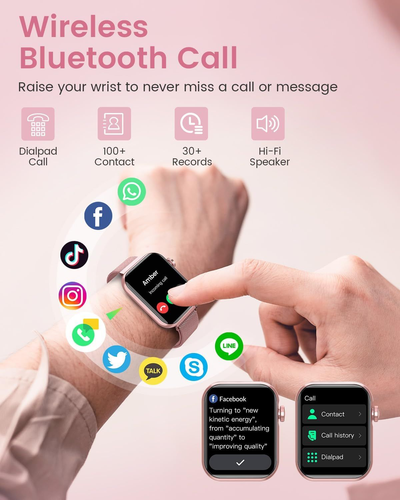Smart Watches for Women,Fitness Tracker Smartwatch Android Pink
