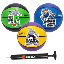 Mini Basketball 3 Pack Set for Kids Deflated w/Pump Included - Size 3 7-Inch