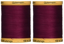 2 PCS Gutermann Natural Cotton Thread Solids 876 Yards Burgundy 800C 2833