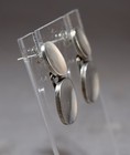 VTG STERLING SILVER MEXICO? MODERNIST "thumb print"  DANGLE SWING POST EARRINGS — photo 4