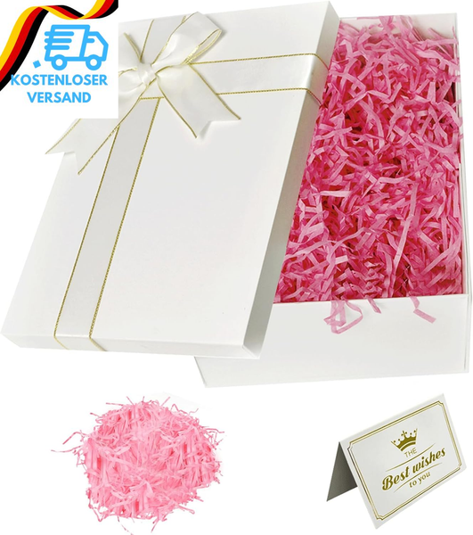 Geschenkbox Mit Deckel 25 X 18 X 8,5 Cm, Premium Geschenkbox Weiß Mit Schleifen,-image