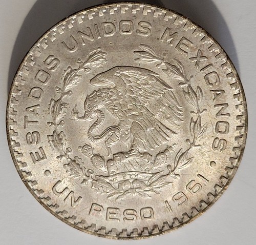 1961 MEXICO UN 1 PESO - Excellent High Grade Silver Coin