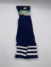 NEW Adidas Soccer Socks 3 Stripe Cuff Knee High Blue/White Mens Shoe Size L 9-13