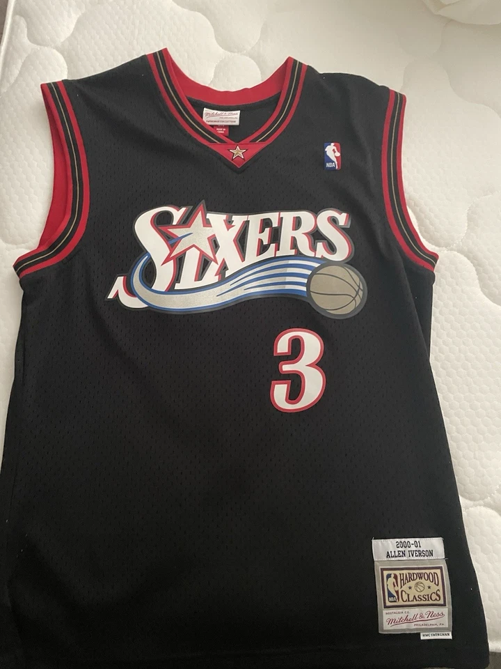 Camiseta Allen Iverson Sixers clásica de madera dura para hombre mediana 2000-01 Foto 3 de 4
