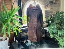 Vintage 1960s Dark Brown Suede Coat with Mink Collar