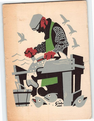 #ad Postcard Cleaning the Catch Art Print $6.99