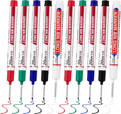 10 PCS Long Head Deep Hole Marker Pens,20Mm Long Marker, Longs Nose Markers