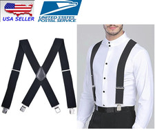 Men's suspenders/braces, black, X-shaped, thickened and durable,cycling, skiing