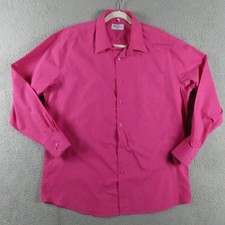 Berlioni Dress Shirt Mens 2XL Pink Long Sleeve Button Front Collared Solid