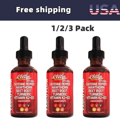 1-3X Cayenne Pepper Hawthorn Beet Root Turmeric Vitamin K2+D3 Liquid Drops 60ML