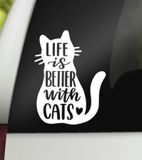 Life is Better with Cats Decal l Cat Vinyl Decal  Cat Mom Sticker Decal  Ca...