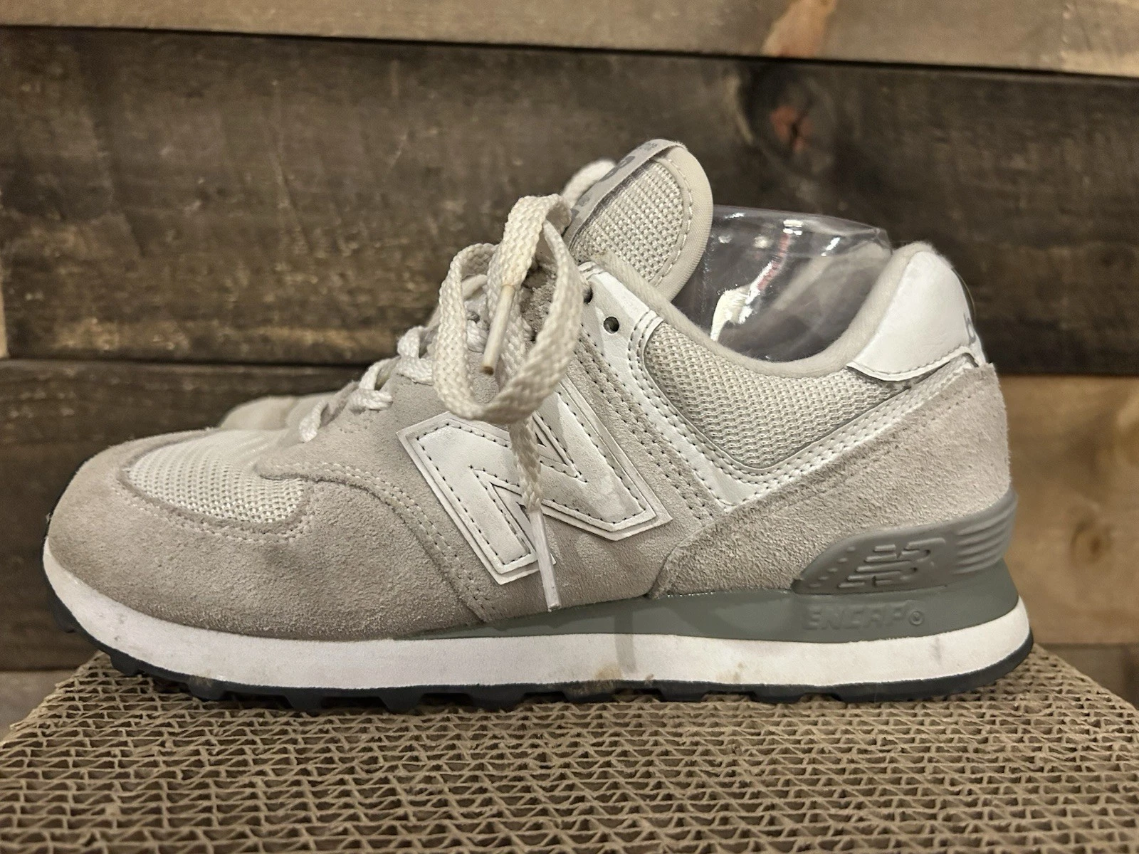 Scarpe New Balance 574 Classic Grigio Scamosciato Buone Condizioni Taglia 7 5