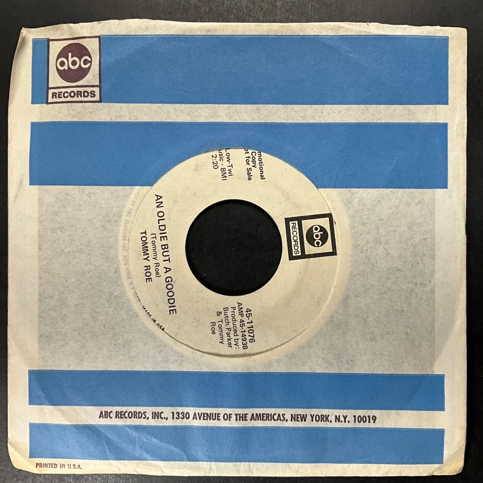 Tommy Roe, Sugar Cane / An Oldie But Goodie, 7 дюймов 45 об/мин, промо винил почти как новый - Изображение 4 из 4